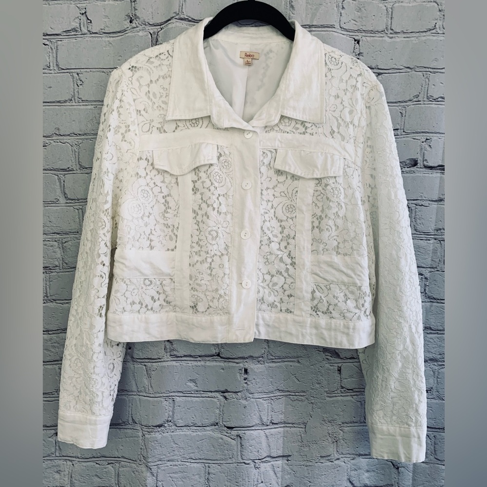 Reba White Lace Cropped Jacket